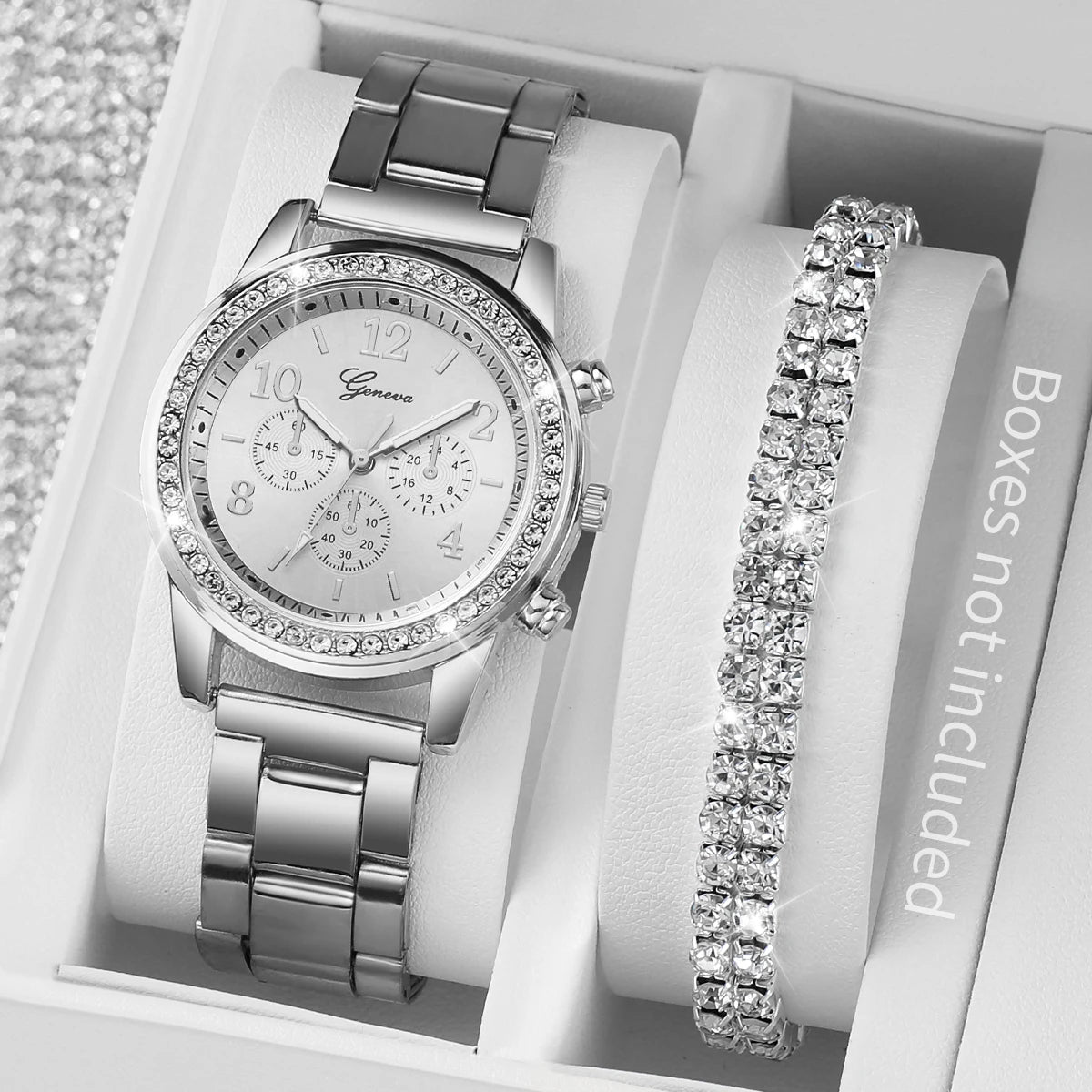 Women’s Silver Stainless Steel Quartz Watch with Diamond Bracelet