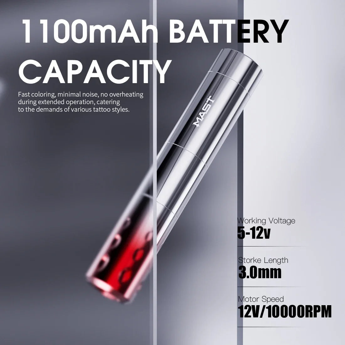 ChatGPT said: 3.0mm Stroke Mast Wireless Tattoo Pen with Coreless Motor