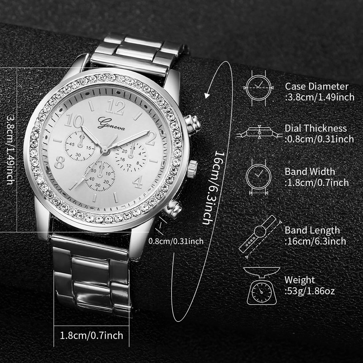 Women’s Silver Stainless Steel Quartz Watch with Diamond Bracelet
